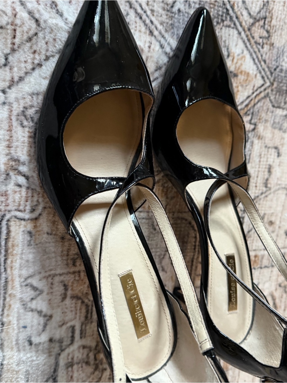Louise et Cie Black Patent Pointed-Toe Ankle-Strap Pumps - Picture 4 of 4
